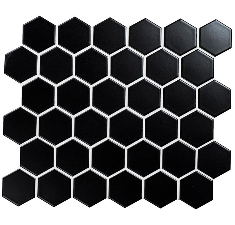 Aquacolor Porcelain Vintage Black Matt Big Hexagon 51x59x6